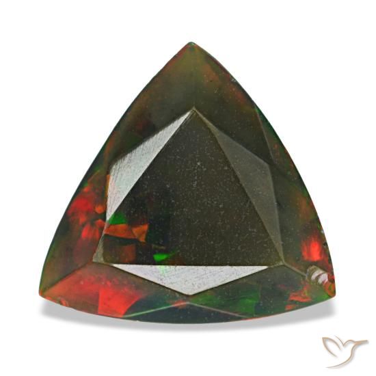 1.40 ct Multicolor Black Opal Gemstone, Black Opal Gem in Trillion Facet Shape for Sale.