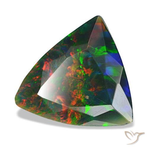 1.53 ct Multicolor Black Opal Stone, Natural Black Opal in Trillion Facet Shape for Sale