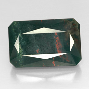 24.79 ct Green Bloodstone Gemstone, Bloodstone Gem in Octagon / Scissor Cut Shape for Sale.