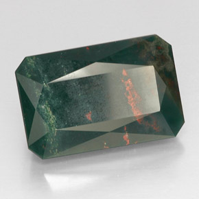 24.79 ct Green Bloodstone Stone, Natural Bloodstone in Octagon / Scissor Cut Shape for Sale