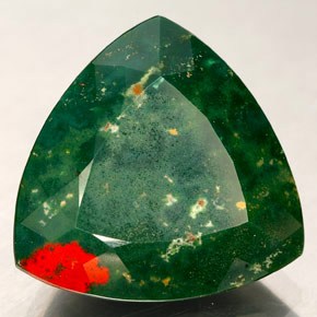 12.83 ct Green Bloodstone Gemstone, Bloodstone Gem in Trillion Facet Shape for Sale.
