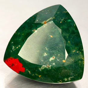 12.83 ct Green Bloodstone Stone, Natural Bloodstone in Trillion Facet Shape for Sale
