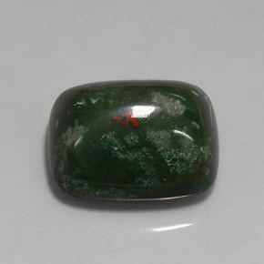 18.96 ct Green Bloodstone Stone, Natural Bloodstone in Cushion Cabochon Shape for Sale