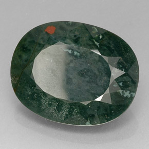 16.97 ct Green Bloodstone Stone, Natural Bloodstone in Oval Facet Shape for Sale