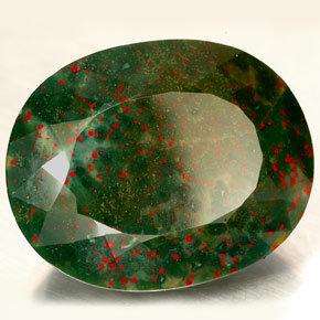 31.65 ct Green Bloodstone Stone, Natural Bloodstone in Oval Facet Shape for Sale