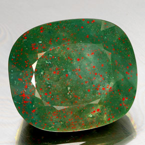 46.82 ct Green Bloodstone Gemstone, Bloodstone Gem in Cushion-Cut Shape for Sale.