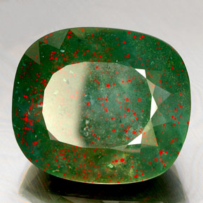 46.82 ct Green Bloodstone Stone, Natural Bloodstone in Cushion-Cut Shape for Sale