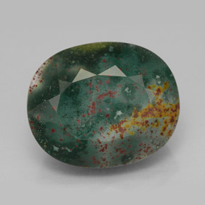 12.17 ct Green Bloodstone Gemstone, Bloodstone Gem in Oval Facet Shape for Sale.