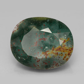 12.17 ct Green Bloodstone Stone, Natural Bloodstone in Oval Facet Shape for Sale