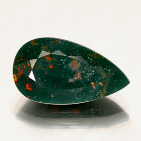 9.31 ct Green Bloodstone Gemstone, Bloodstone Gem in Pear Facet Shape for Sale.