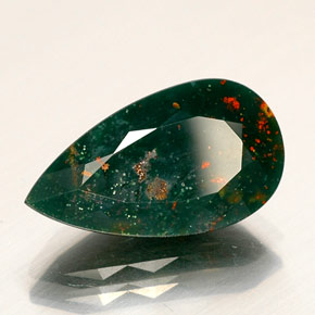 9.31 ct Green Bloodstone Stone, Natural Bloodstone in Pear Facet Shape for Sale