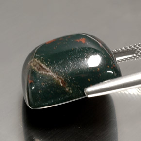 Bloodstone Gemstone in 18.7 x 15.8 mm Size for Sale, Bloodstone Stone in Spotted Green Color