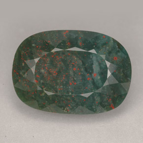 20.24 ct Green Bloodstone Gemstone, Bloodstone Gem in Cushion-Cut Shape for Sale.