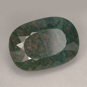 20.24 ct Green Bloodstone Stone, Natural Bloodstone in Cushion-Cut Shape for Sale
