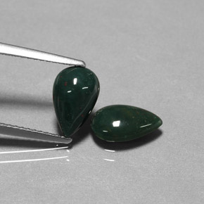2.26 ct Green Bloodstone Gemstone, Bloodstone Gem in Pear Cabochon Shape for Sale.
