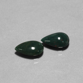 2.26 ct Green Bloodstone Stone, Natural Bloodstone in Pear Cabochon Shape for Sale
