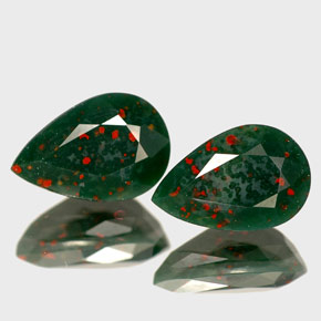 1.82 ct Green Bloodstone Gemstone, Bloodstone Gem in Pear Facet Shape for Sale.