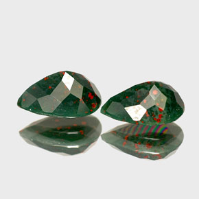 Bloodstone Gemstone in 8.3 x 5.5 mm Size for Sale, Bloodstone Stone in Spotted Green Color