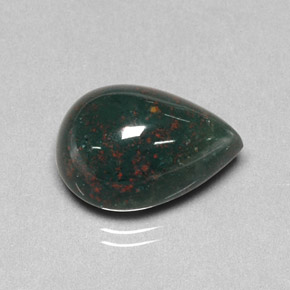 8.95 ct Green Bloodstone Gemstone, Bloodstone Gem in Pear Cabochon Shape for Sale.