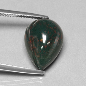 8.95 ct Green Bloodstone Stone, Natural Bloodstone in Pear Cabochon Shape for Sale