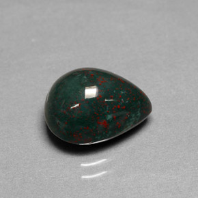 4.53 ct Green Bloodstone Stone, Natural Bloodstone in Pear Cabochon Shape for Sale