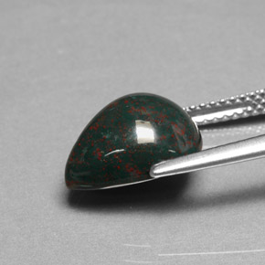 Bloodstone Gemstone in 11.9 x 9.8 mm Size for Sale, Bloodstone Stone in Spotted Green Color