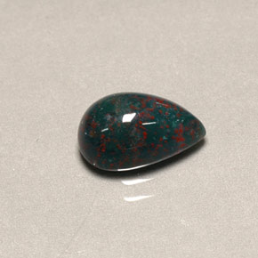 1.90 ct Green Bloodstone Gemstone, Bloodstone Gem in Pear Cabochon Shape for Sale.