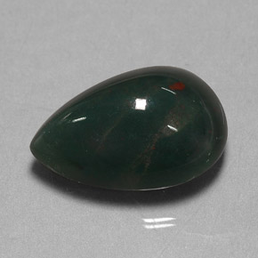 11.41 ct Green Bloodstone Stone, Natural Bloodstone in Pear Cabochon Shape for Sale