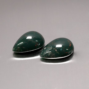2.33 ct Green Bloodstone Gemstone, Bloodstone Gem in Pear Cabochon Shape for Sale.