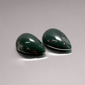 2.33 ct Green Bloodstone Stone, Natural Bloodstone in Pear Cabochon Shape for Sale