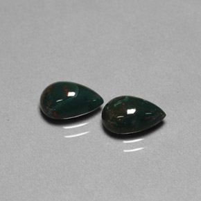 2.57 ct Green Bloodstone Stone, Natural Bloodstone in Pear Cabochon Shape for Sale