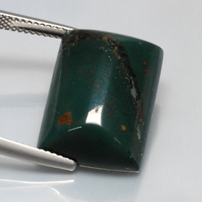 17.26 ct Green Bloodstone Stone, Natural Bloodstone in Baguette Cabochon Shape for Sale
