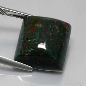 18.65 ct Green Bloodstone Stone, Natural Bloodstone in Baguette Cabochon Shape for Sale