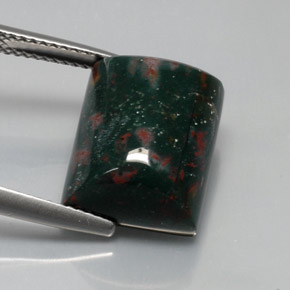 10.72 ct Green Bloodstone Gemstone, Bloodstone Gem in Baguette Cabochon Shape for Sale.