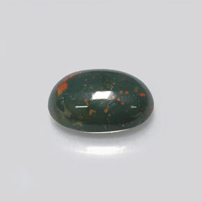 2.04 ct Green Bloodstone Gemstone, Bloodstone Gem in Oval Cabochon Shape for Sale.