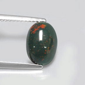 2.04 ct Green Bloodstone Stone, Natural Bloodstone in Oval Cabochon Shape for Sale