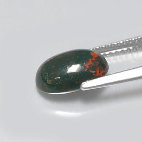 Bloodstone Gemstone in 10.2 x 7.2 mm Size for Sale, Bloodstone Stone in Spotted Green Color