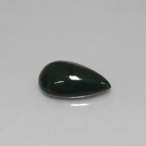 1.66 ct Green Bloodstone Stone, Natural Bloodstone in Pear Cabochon Shape for Sale