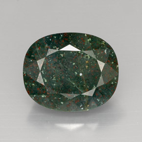 15.97 ct Green Bloodstone Gemstone, Bloodstone Gem in Oval Facet Shape for Sale.