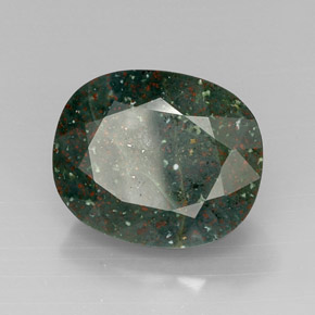 15.97 ct Green Bloodstone Stone, Natural Bloodstone in Oval Facet Shape for Sale