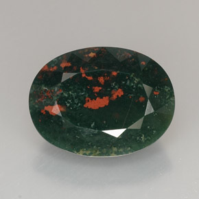 19.37 ct Green Bloodstone Gemstone, Bloodstone Gem in Oval Facet Shape for Sale.