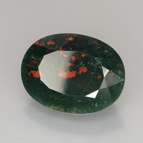 19.37 ct Green Bloodstone Stone, Natural Bloodstone in Oval Facet Shape for Sale