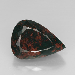 15.66 ct Green Bloodstone Gemstone, Bloodstone Gem in Pear Facet Shape for Sale.