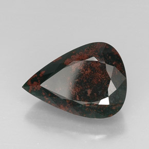 15.66 ct Green Bloodstone Stone, Natural Bloodstone in Pear Facet Shape for Sale