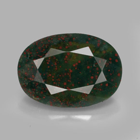 6.11 ct Green Bloodstone Gemstone, Bloodstone Gem in Oval Facet Shape for Sale.