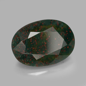 6.11 ct Green Bloodstone Stone, Natural Bloodstone in Oval Facet Shape for Sale