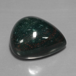 46.24 ct Green Bloodstone Gemstone, Bloodstone Gem in Pear Cabochon Shape for Sale.