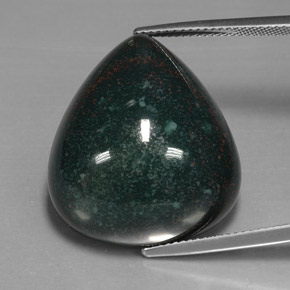 46.24 ct Green Bloodstone Stone, Natural Bloodstone in Pear Cabochon Shape for Sale