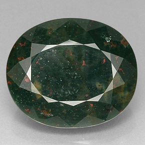 24.04 ct Green Bloodstone Gemstone, Bloodstone Gem in Oval Facet Shape for Sale.