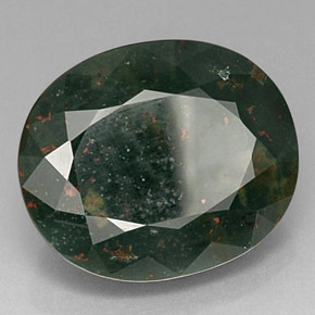 24.04 ct Green Bloodstone Stone, Natural Bloodstone in Oval Facet Shape for Sale